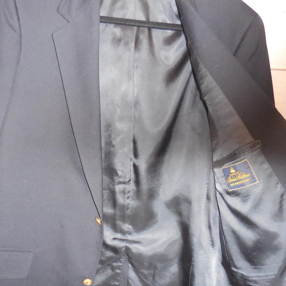 VTG‎ Brooks Brothers Brooksease Navy Blue Wool Blazer Gold Buttons 41 Long - Picture 4 of 9